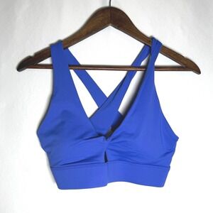 Fabletics Royal Blue Twist Front Cross Back Sports Bra Athletic Top Womens